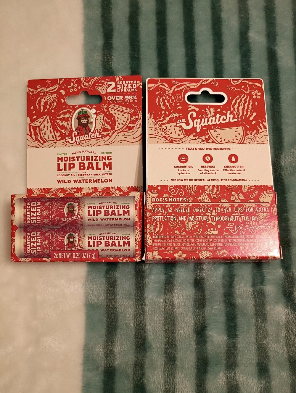 Dr. Squatch Wild Watermelon Moisturizing Lip Balm. 2 Pack- (4) Total. NWT.
